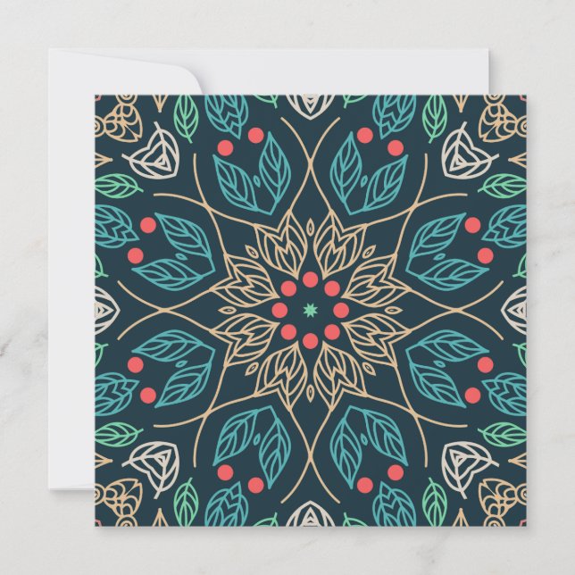 Cartes Pour Fêtes Annuelles Turquoise Turquoise Turquoise Fern Designer Carré  (Devant)