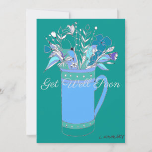 Cartes Pour Fêtes Annuelles Turquoise Vert Coloré Obtenez De Fleurs Bien Dans
