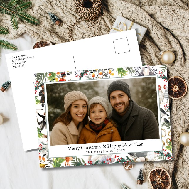 Cartes Pour Fêtes Annuelles Twelve Days of Christmas (12 Days of Christmas Holiday Photo Postcard)