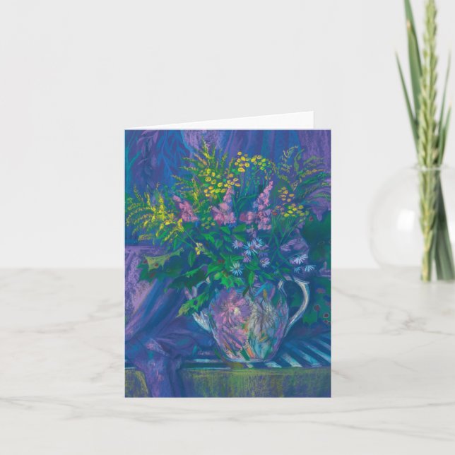 Cartes Pour Fêtes Annuelles Twilight & Goldenrod Peinture pastel Fleur sauvage (Devant)