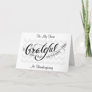 CARTES POUR FÊTES ANNUELLES TWIN GRATEFUL AT THANKSGIVING/EVERYDAY FOR YOU