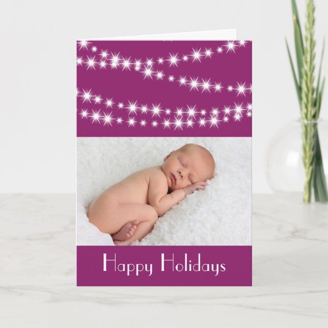 Cartes Pour Fêtes Annuelles Twinkle Lights Photo Holiday Card magenta (Devant)