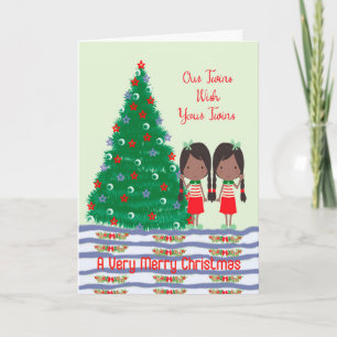 Cartes Pour Fêtes Annuelles Twins Wishing Twins a Joyeux Christmas Card