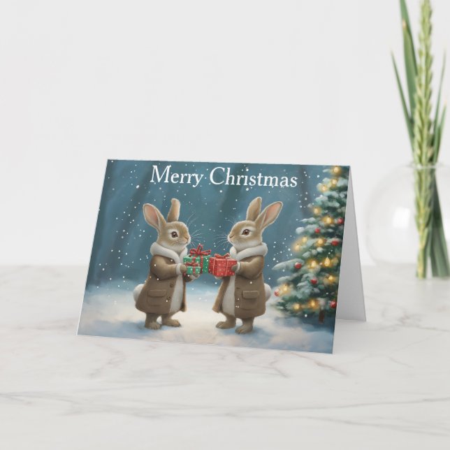 Cartes Pour Fêtes Annuelles Two Rabbits at Christmas (Devant)
