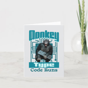 Cartes Pour Fêtes Annuelles Type de singe, Code S'Exécute Drôle Développeur Fu