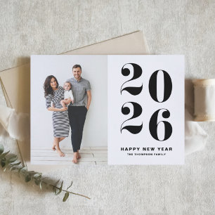 Cartes Pour Fêtes Annuelles Typographie audacieuse 2022 Black Happy New Year P