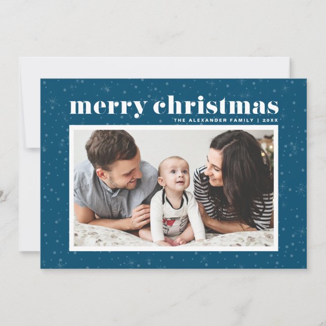 Cartes Pour Fêtes Annuelles Typographie audacieuse Blue Happy Holidays Photo (Devant)