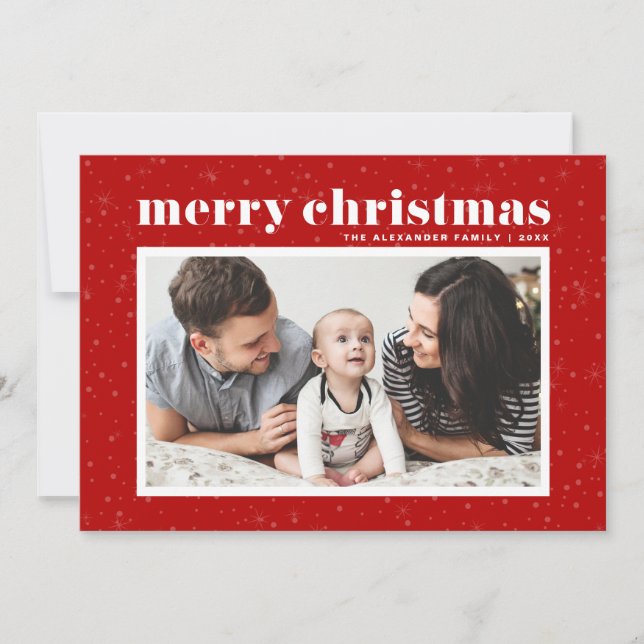 Cartes Pour Fêtes Annuelles Typographie audacieuse Rouge Joyeux Noël Photo (Devant)