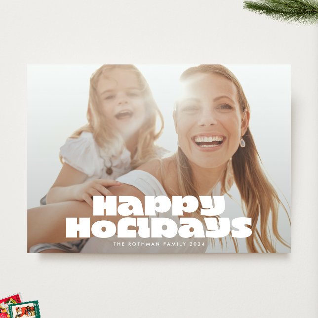 Cartes Pour Fêtes Annuelles Typographie blanche MODERNE Photo JEUX Noël (Créateur téléchargé)