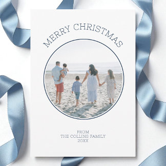 Cartes Pour Fêtes Annuelles Typographie bleu minimaliste simple Joyeux Noël