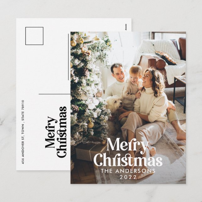 Cartes Pour Fêtes Annuelles Typographie botanique à l'aquarelle élégante moder (Devant / Derrière)