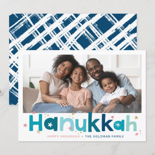 Cartes Pour Fêtes Annuelles TYPOGRAPHIE COLORÉE paysage moderne photo bleu