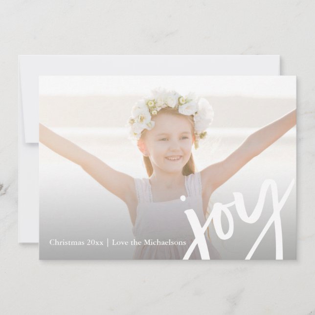 Cartes Pour Fêtes Annuelles Typographie de joie moderne Élégante Photo Noël (Devant)