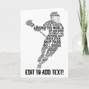 Cartes Pour Fêtes Annuelles Typographie de joueur de lacrosse