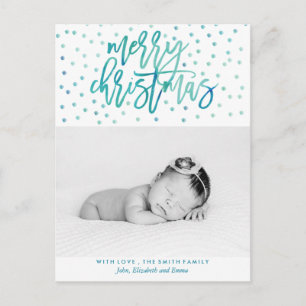 Cartes Pour Fêtes Annuelles Typographie de l'aquarelle verte