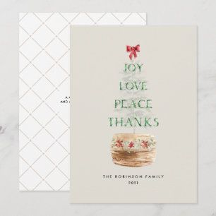 Cartes Pour Fêtes Annuelles Typographie de l'arbre de Noël rustique Rouge vert