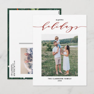 Cartes Pour Fêtes Annuelles Typographie de Mix moderne Red Happy Holidays Phot