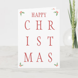 Cartes Pour Fêtes Annuelles Typographie de Noël rouge avec brins de houx