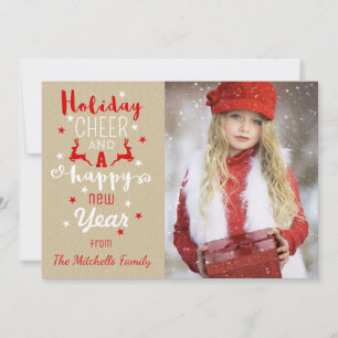 Cartes Pour Fêtes Annuelles Typographie de papier d'artisanat rustique de Noël