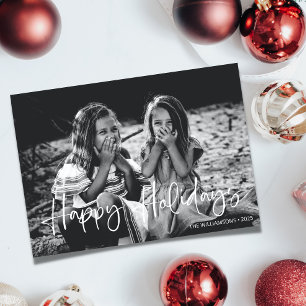 Cartes Pour Fêtes Annuelles Typographie de script blanc minimaliste en superpo
