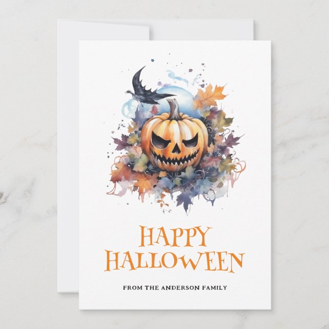 Cartes Pour Fêtes Annuelles Typographie déplaisante Citrouille Happy Halloween (Devant)