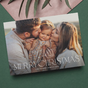 Cartes Pour Fêtes Annuelles Typographie élégante 2 Photo Joyeux Noël