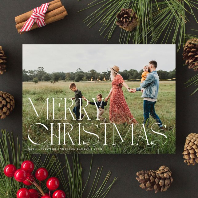 Cartes Pour Fêtes Annuelles Typographie élégante Joyeux Noël Une photo (Créateur téléchargé)