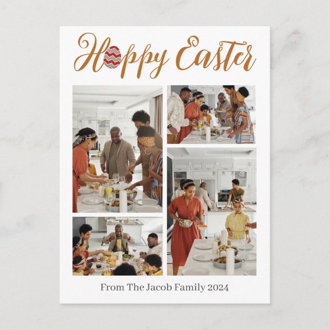 Cartes Pour Fêtes Annuelles Typographie élégante Pâques Famille photo collage (Devant)