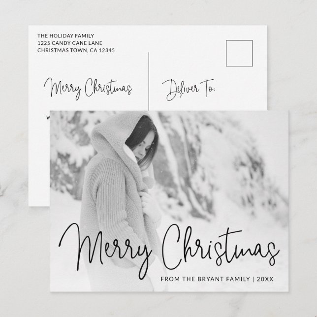 Cartes Pour Fêtes Annuelles Typographie élégante Photo Élégante (Devant / Derrière)