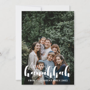 Cartes Pour Fêtes Annuelles Typographie Happy Hanoukka Family Photo Personnali