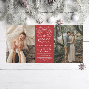 Cartes Pour Fêtes Annuelles Typographie Joie Rouge et Paix cette photo de Noël