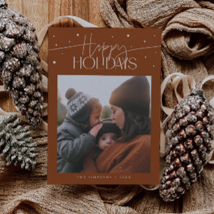Cartes Pour Fêtes Annuelles Typographie Joyeuses Fêtes Terracotta Photo