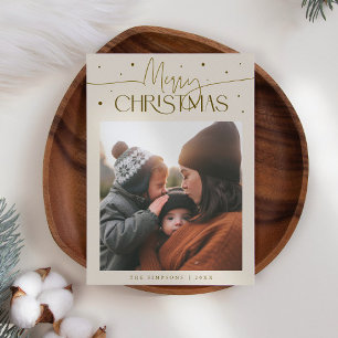 Cartes Pour Fêtes Annuelles Typographie Joyeux Noël Crème Photo