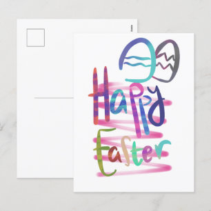 Cartes Pour Fêtes Annuelles Typographie manuscrite colorée Joyeuse Pâques