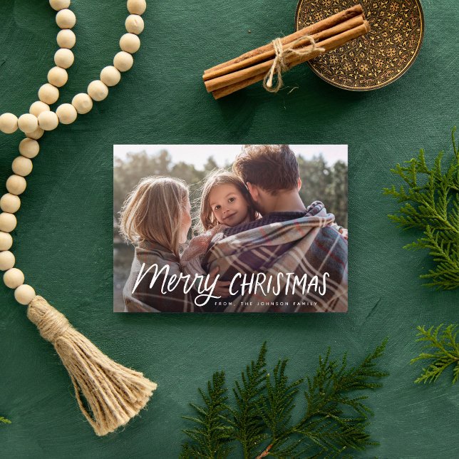 Cartes Pour Fêtes Annuelles Typographie manuscrite Joueuse Photo de Noël (Créateur téléchargé)