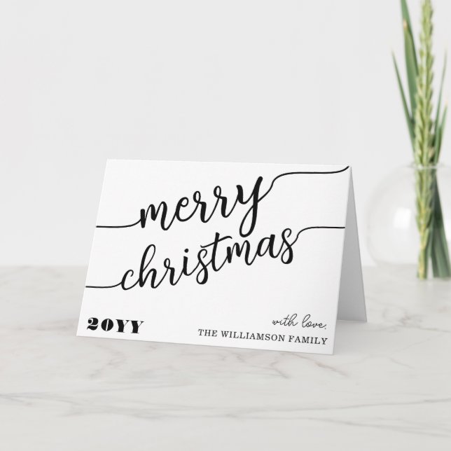 Cartes Pour Fêtes Annuelles Typographie minimaliste Joyeux Noël chic (Devant)