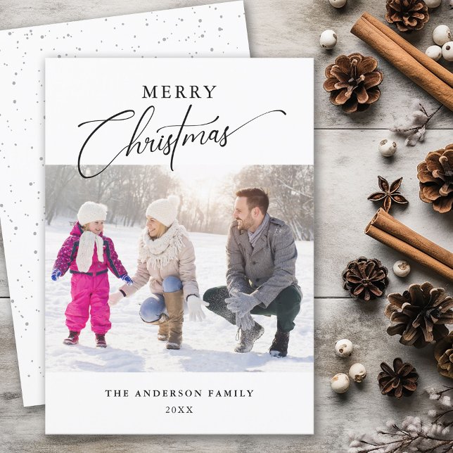 Cartes Pour Fêtes Annuelles Typographie minimaliste moderne Photo Joyeux Noël (Créateur téléchargé)