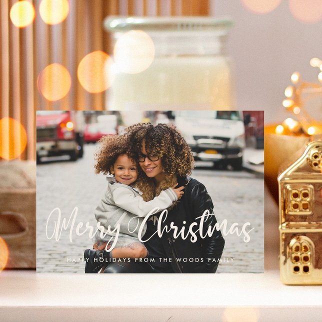 Cartes Pour Fêtes Annuelles Typographie moderne chic Joyeux Noël Photo (Créateur téléchargé)