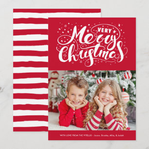 Cartes Pour Fêtes Annuelles Typographie moderne de Noël très joyeux Rouge