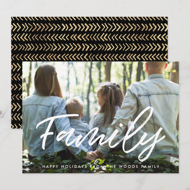 Cartes Pour Fêtes Annuelles Typographie moderne Famille Photo Noël (Devant / Derrière)