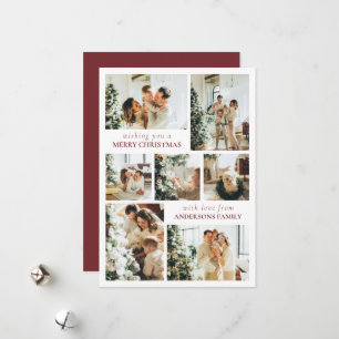 Cartes Pour Fêtes Annuelles Typographie moderne Famille Photo Red Christmas Ca