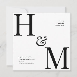 Cartes Pour Fêtes Annuelles Typographie moderne initiales mariage enregistrer 
