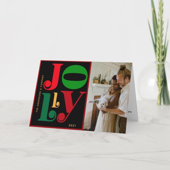Cartes Pour Fêtes Annuelles Typographie moderne JOLLY Photo Holiday (Devant)