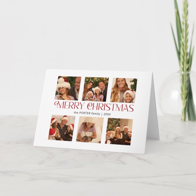 Cartes Pour Fêtes Annuelles Typographie moderne Joyeux Noël Multi-Photo (Devant)