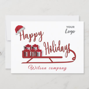 Cartes Pour Fêtes Annuelles Typographie moderne logo Sledge Happy Holidays