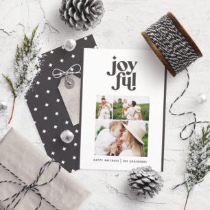 Cartes Pour Fêtes Annuelles Typographie moderne minimaliste de Noël noir blanc