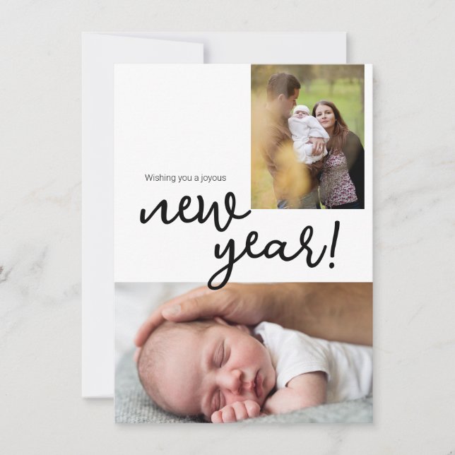 Cartes Pour Fêtes Annuelles Typographie moderne Photo personnalisée Naissance  (Devant)