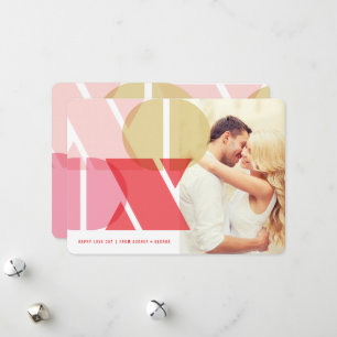 Cartes Pour Fêtes Annuelles Typographie moderne Pink XOXO Photo de la Saint Va