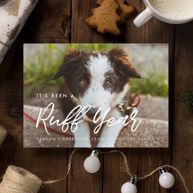 Cartes Pour Fêtes Annuelles Typographie moderne Ruff Year Chien photo (Créateur téléchargé)