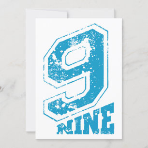Cartes Pour Fêtes Annuelles Typographie Rétro Minimaliste bleu Numéro Neuf